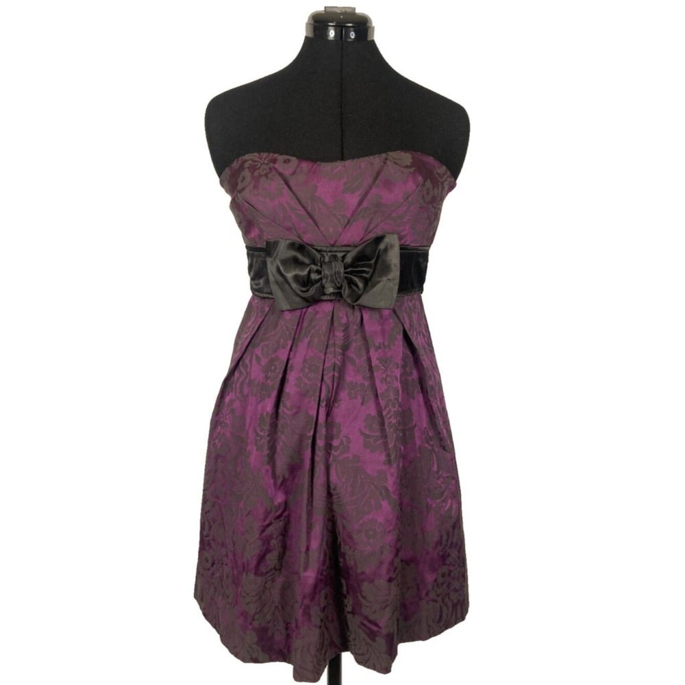 7 bows sweetheart mini ballgown party dress damask dusk purple satin speechless